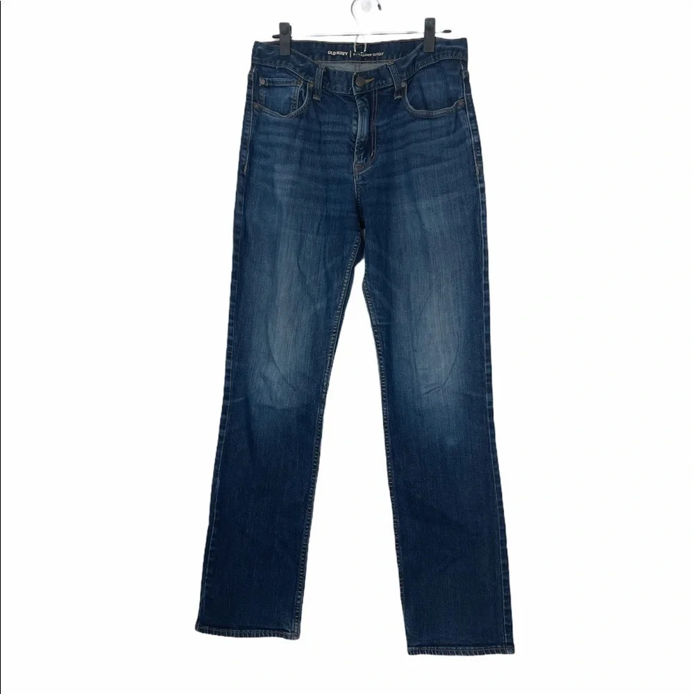 Old Navy Straight Leg Distressed Wash Jeans 32x34 - Picture 2 of 10